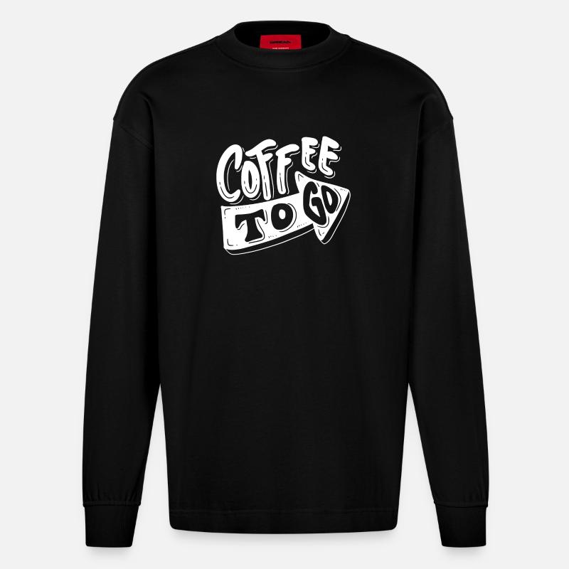 Kaffee, Ich mag Kaffee, Kaffeepause - Heavyweight Oversized Organic Langarmshirt Made in EU - SOLID BLACK