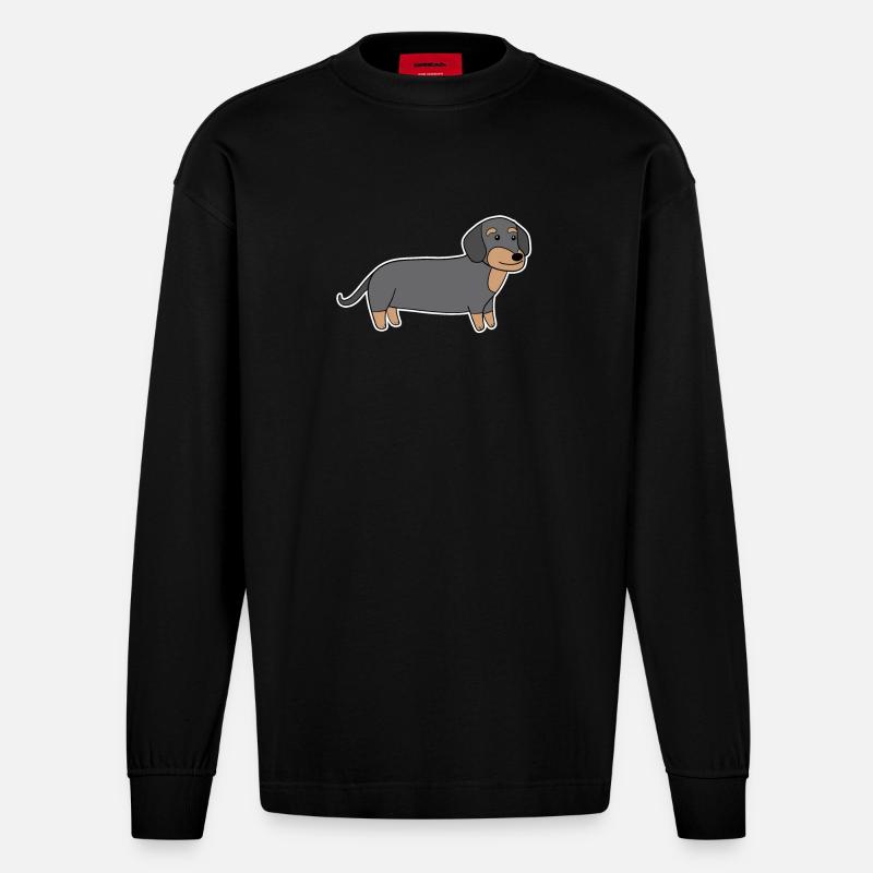 Dackel Dachshund Teckel - Manches longues bio épais oversize fabriqué en UE - SOLID BLACK