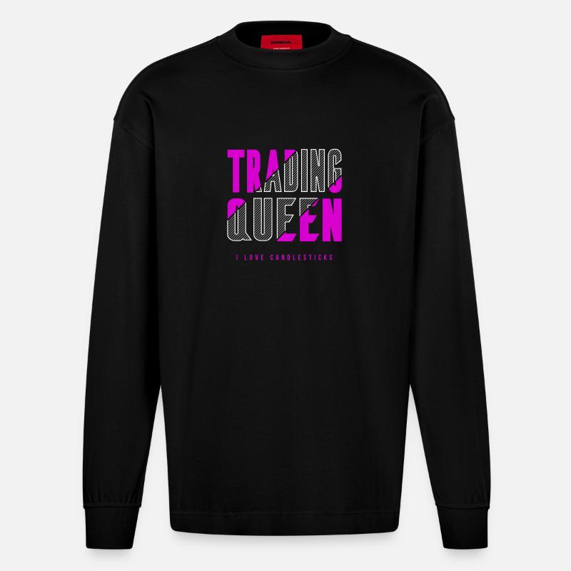 Reine du commerce - Manches longues bio épais oversize fabriqué en UE - SOLID BLACK