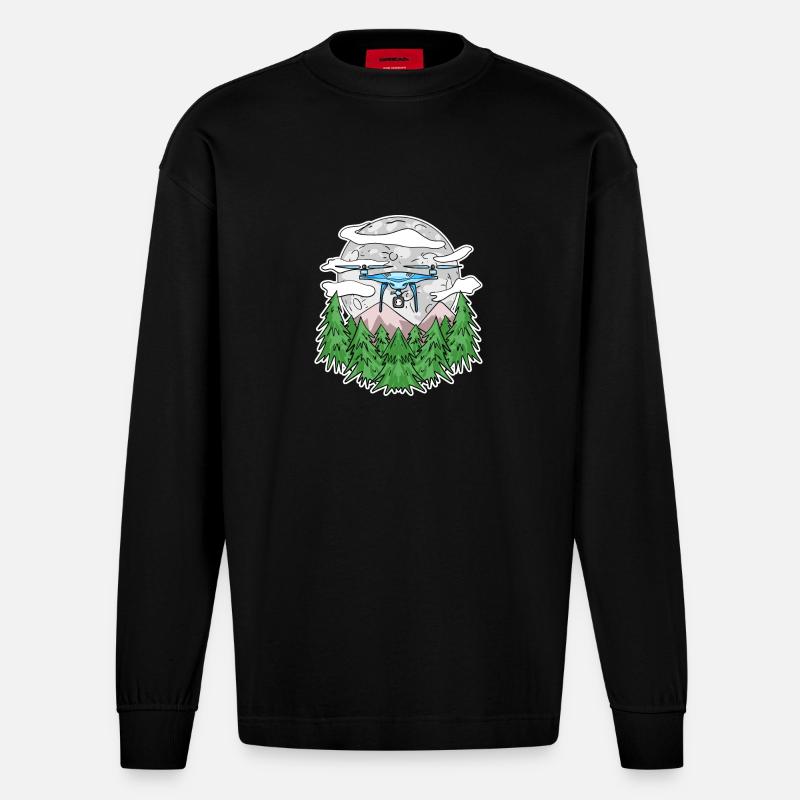 Drone - Manches longues bio épais oversize fabriqué en UE - SOLID BLACK
