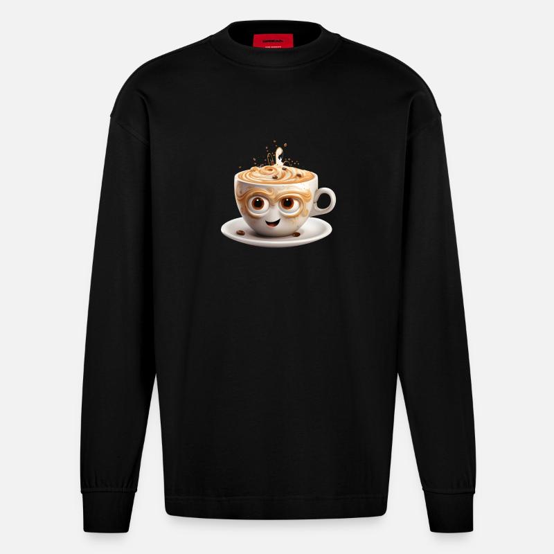 Tasse à café sucrée - Manches longues bio épais oversize fabriqué en UE - SOLID BLACK