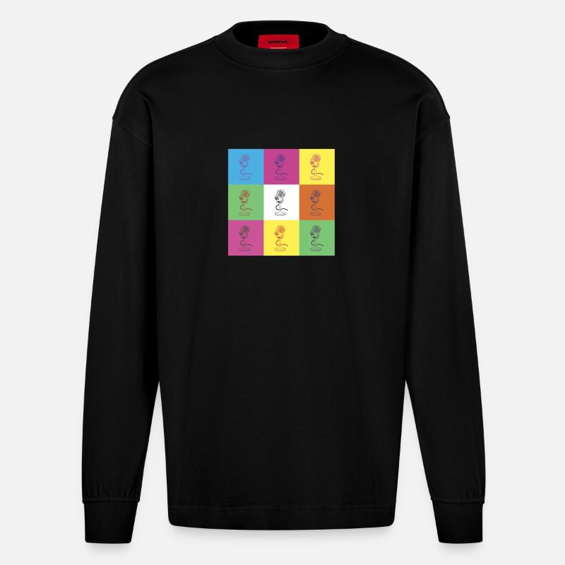 Conception du microphone - Manches longues bio épais oversize fabriqué en UE - SOLID BLACK