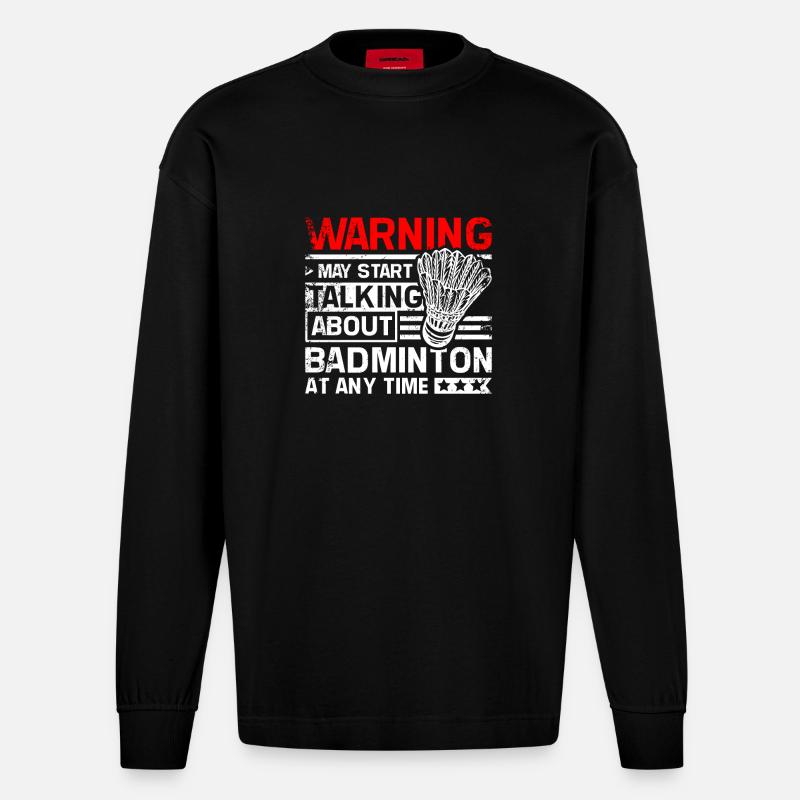 Commencez à parler de badminton - Manches longues bio épais oversize fabriqué en UE - SOLID BLACK