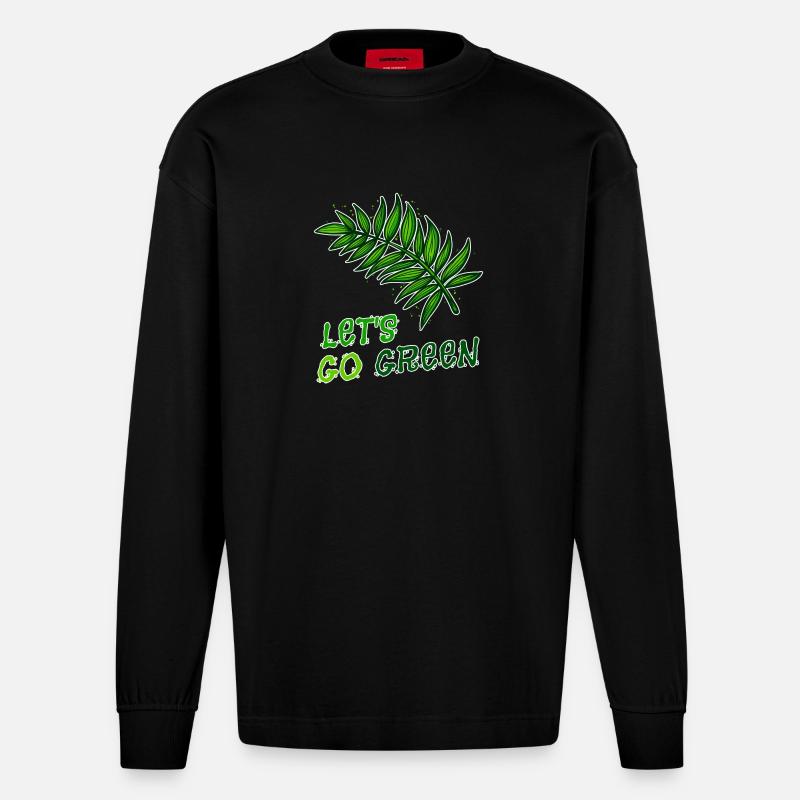 Umweltschützer Mutter Erde Natur Statement Umwelt - Heavyweight Oversized Organic Langarmshirt Made in EU - SOLID BLACK