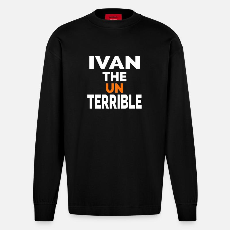 Iwan der Unschreckliche - Heavyweight Oversized Organic Langarmshirt Made in EU - SOLID BLACK