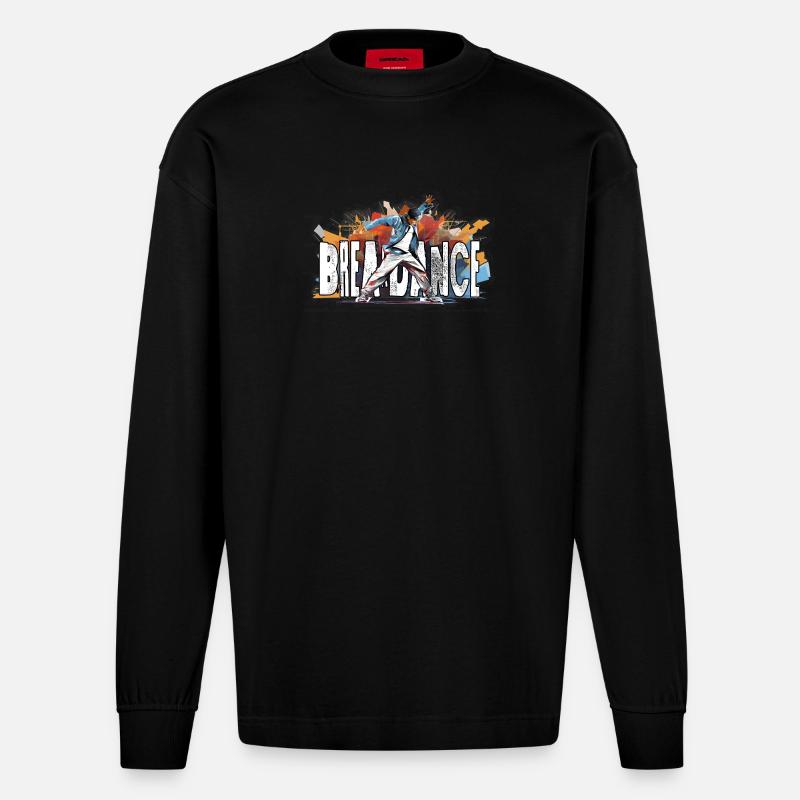 Breakdance Breakdancer Bboy - Heavyweight Oversized Organic Langarmshirt Made in EU - SOLID BLACK