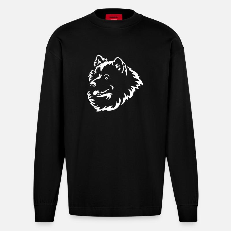 Samoyède Head « Black Edition » - Manches longues bio épais oversize fabriqué en UE - SOLID BLACK