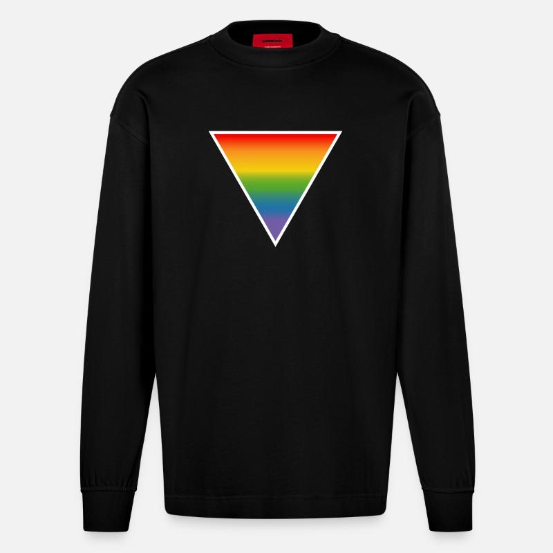 Regenbogen LGBTQIA triangle white - Heavyweight Oversized Organic Langarmshirt Made in EU - SOLID BLACK