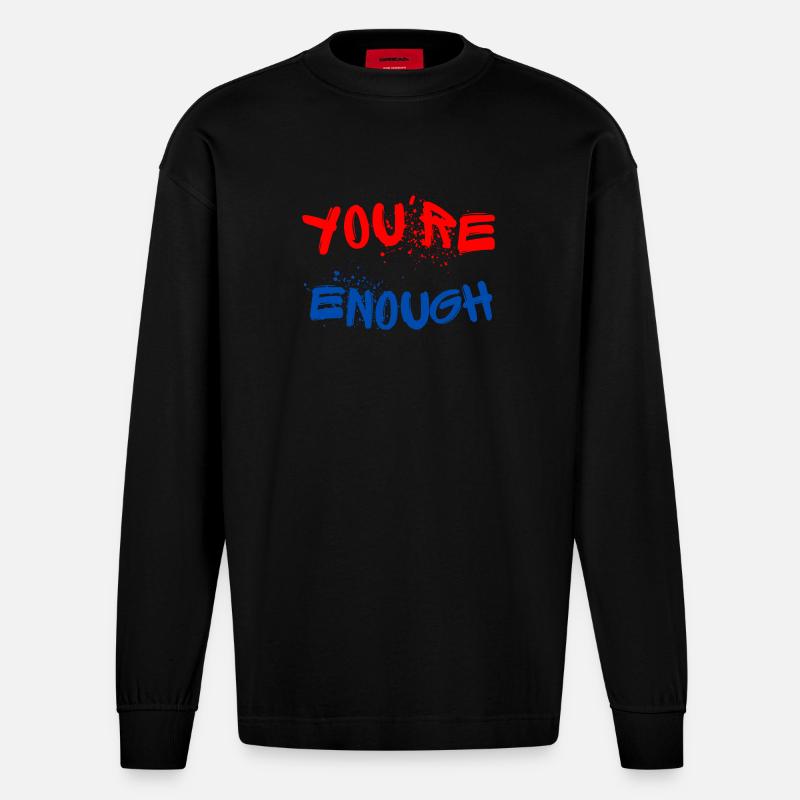 Ausdrucksstarke Graffiti-Designs mit Farbspritzern - Heavyweight Oversized Organic Langarmshirt Made in EU - SOLID BLACK