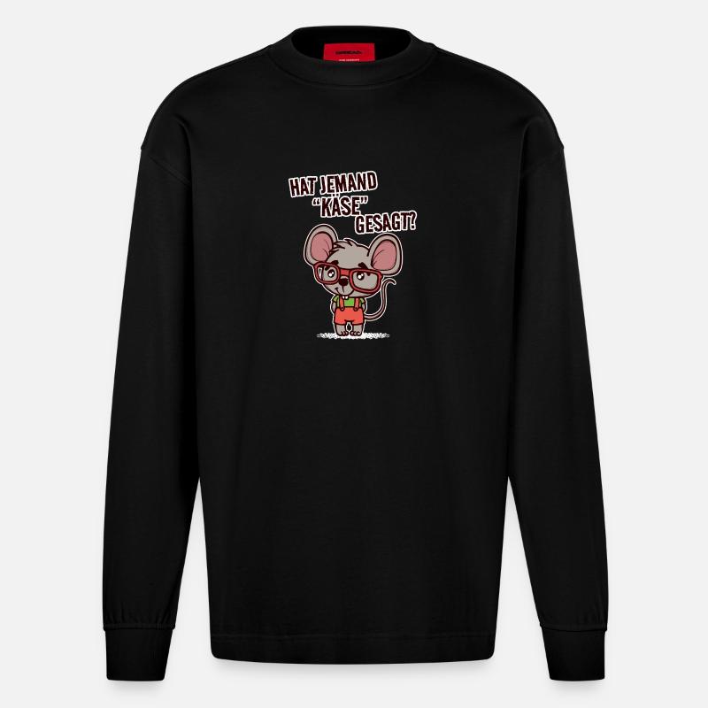 Ratte Statement Schoßtier Haustiere Heimtier - Heavyweight Oversized Organic Langarmshirt Made in EU - SOLID BLACK