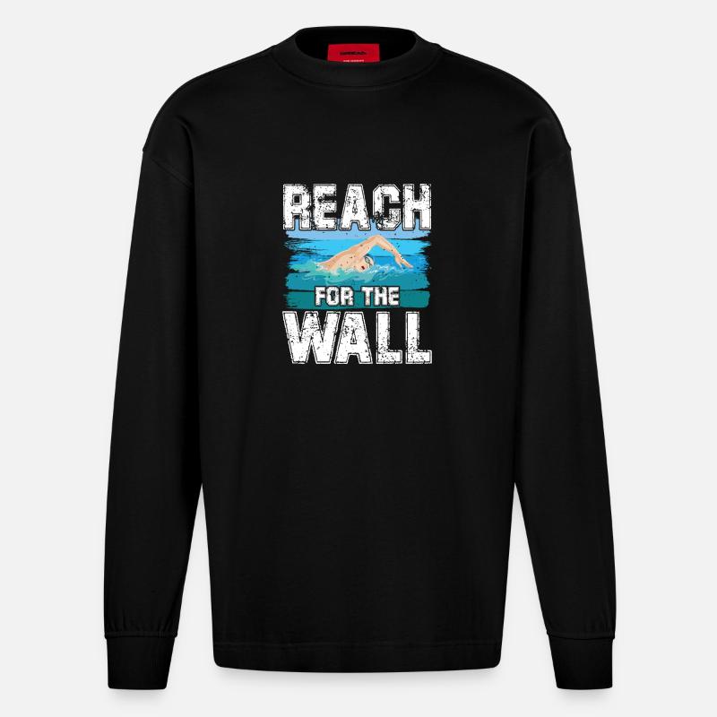 Reach for the wall - Heavyweight Oversized Organic Langarmshirt Made in EU - SOLID BLACK