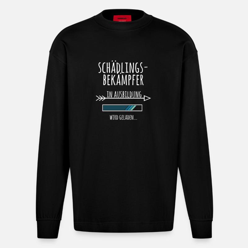Schädlingsbekämpfer Ausbildung Geschenk Schädlinge - Heavyweight Oversized Organic Langarmshirt Made in EU - SOLID BLACK