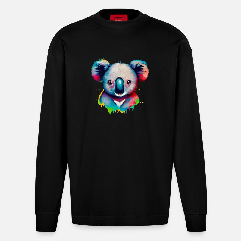 Koala - Manches longues bio épais oversize fabriqué en UE - SOLID BLACK