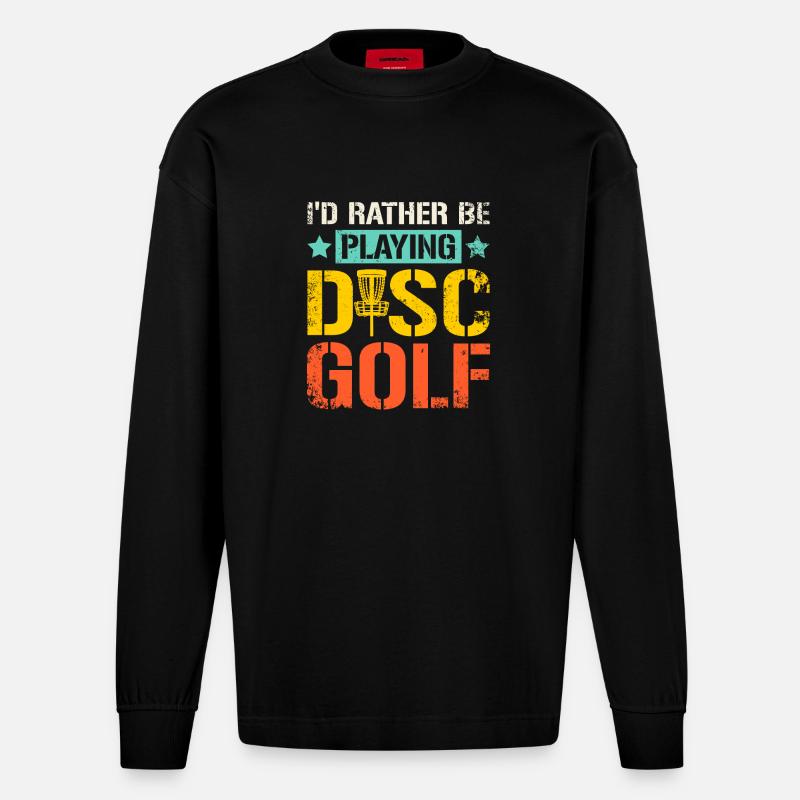 Rather be playing disc golf - Heavyweight Oversized Organic Langarmshirt Made in EU - SOLID BLACK