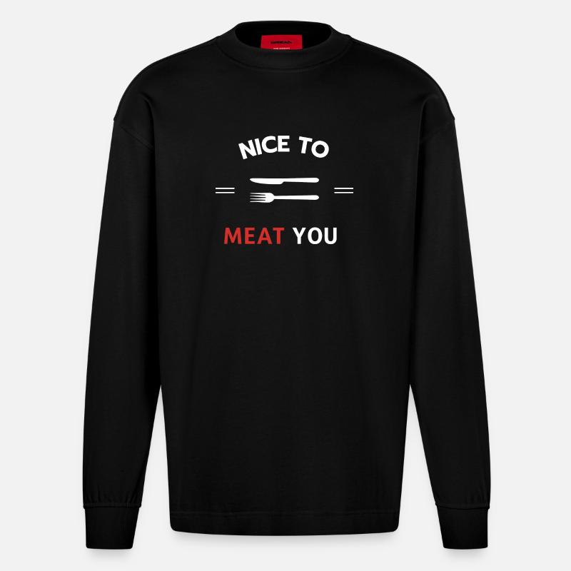 Schön, dich zu fleischen - Heavyweight Oversized Organic Langarmshirt Made in EU - SOLID BLACK