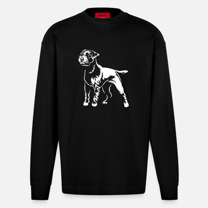 Parson Russell Terrier « BlackEdition » - Manches longues bio épais oversize fabriqué en UE - SOLID BLACK