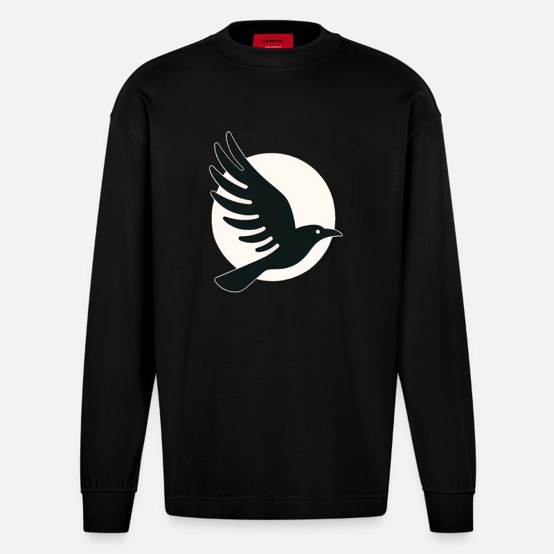 Rabe Mond Flug - Heavyweight Oversized Organic Langarmshirt Made in EU - SOLID BLACK