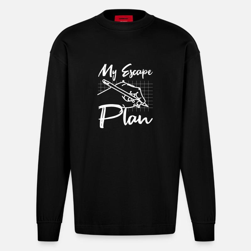 Mon plan d’évacuation - Manches longues bio épais oversize fabriqué en UE - SOLID BLACK