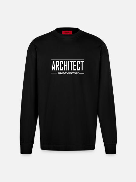Jeg er arkitekt vintage arkitektstuderende - Heavyweight oversized organic langærmet T-shirt made in EU - SOLID BLACK
