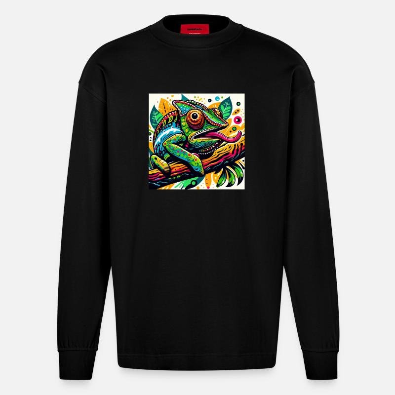 Caméléon - Manches longues bio épais oversize fabriqué en UE - SOLID BLACK