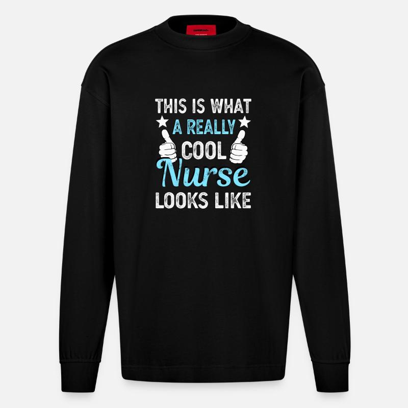 Krankenschwester - Heavyweight Oversized Organic Langarmshirt Made in EU - SOLID BLACK