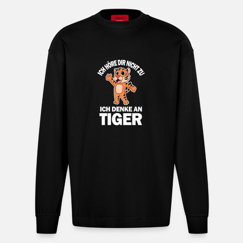 Tier Tiger - Heavyweight Oversized Organic Langarmshirt Made in EU - SOLID BLACK