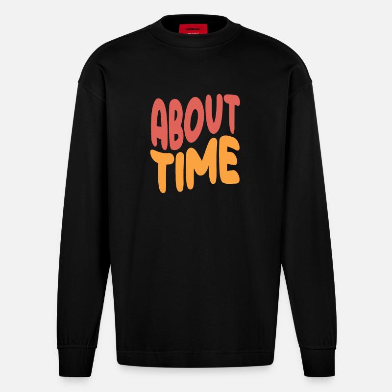 Déclaration expressive sur le temps - Manches longues bio épais oversize fabriqué en UE - SOLID BLACK