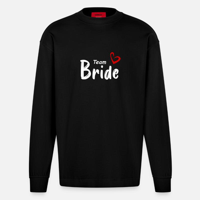 Team Bride - Heavyweight Oversized Organic Langarmshirt Made in EU - SOLID BLACK