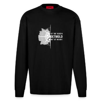 Koordinaten Detmold - Heavyweight Oversized Organic Langarmshirt Made in EU - SOLID BLACK - Vorne