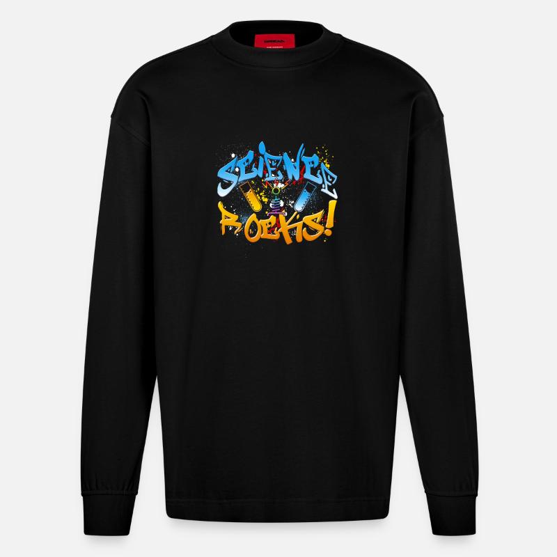 Science rocks - Heavyweight Oversized Organic Langarmshirt Made in EU - SOLID BLACK