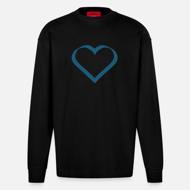 Saint-Valentin, Saint-Valentin, Saint-Valentin - Manches longues bio épais oversize fabriqué en UE - SOLID BLACK