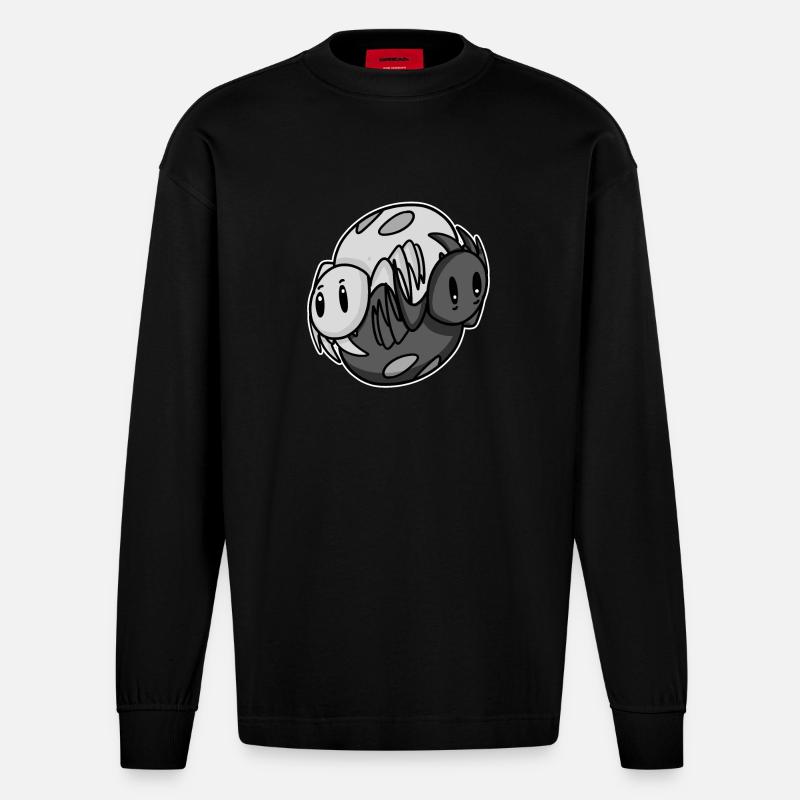 Yin Yang Spinne - Heavyweight Oversized Organic Langarmshirt Made in EU - SOLID BLACK