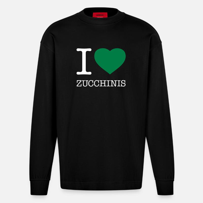 J’ADORE LES COURGETTES - Manches longues bio épais oversize fabriqué en UE - SOLID BLACK