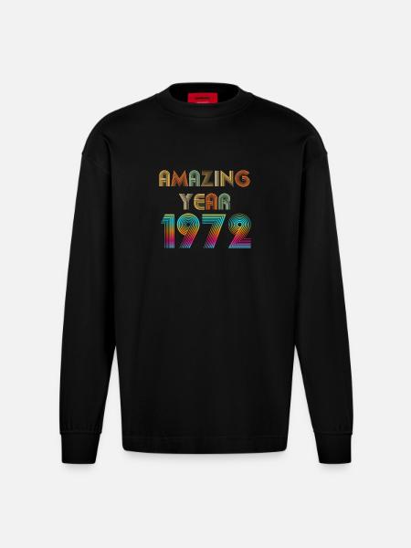 Amazing YEAR 1972 - Heavyweight Oversized Organic Longsleeve Shirt Made in EU - SOLID BLACK