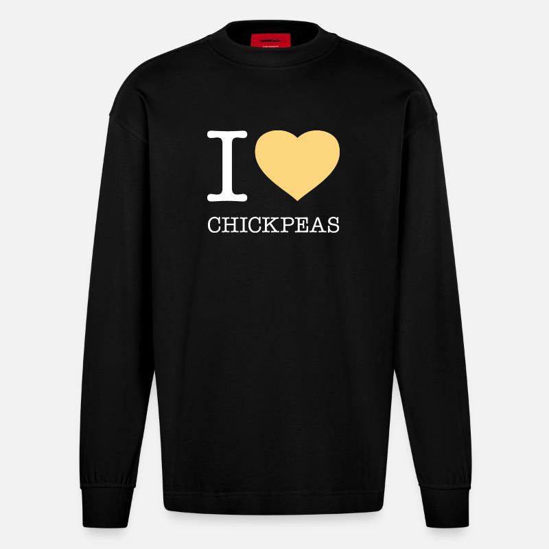 I LOVE CHICKPEAS - Heavyweight Oversized Organic Langarmshirt Made in EU - SOLID BLACK