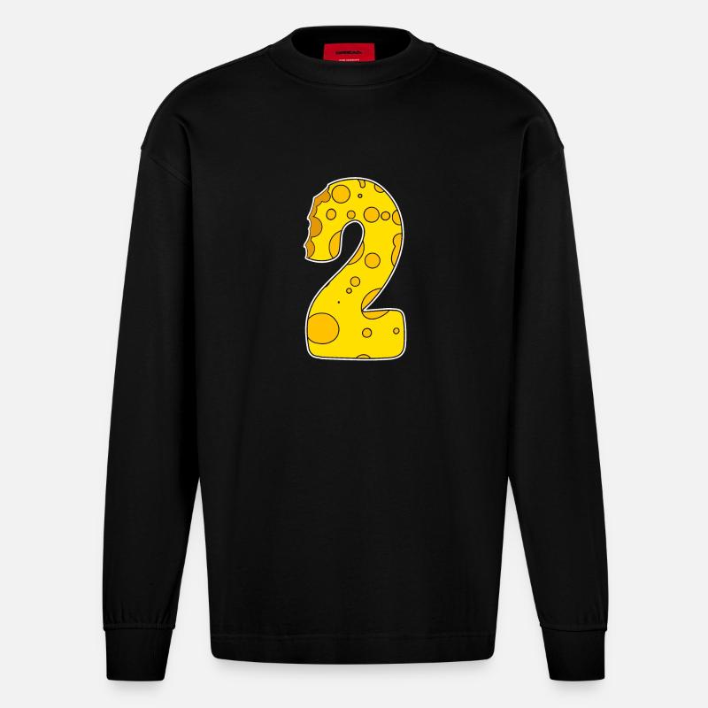 Number 2 - Two - Second - Heavyweight Oversized Organic Longsleeve Shirt Made in EU - SOLID BLACK