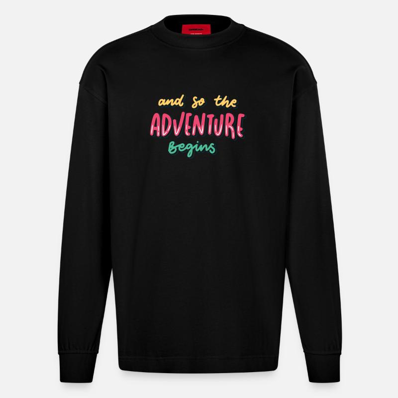 Das Abenteuer kann beginnen - Heavyweight Oversized Organic Langarmshirt Made in EU - SOLID BLACK