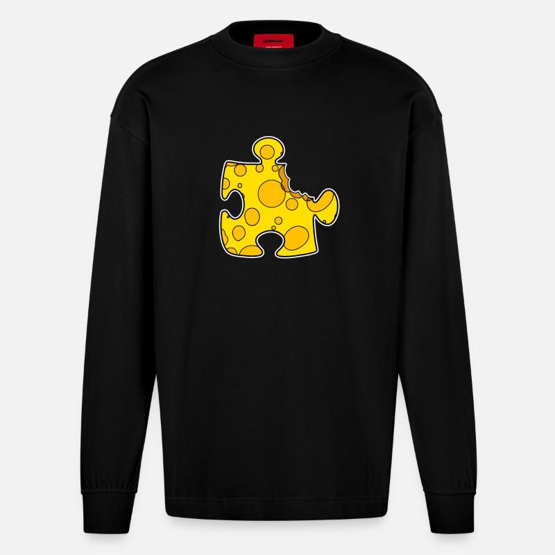 Puzzle - Heavyweight Oversized Organic Langarmshirt Made in EU - SOLID BLACK
