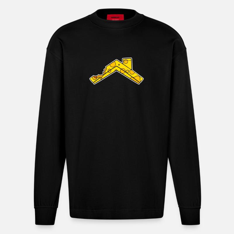 Haus Dach Käse - Heavyweight Oversized Organic Langarmshirt Made in EU - SOLID BLACK