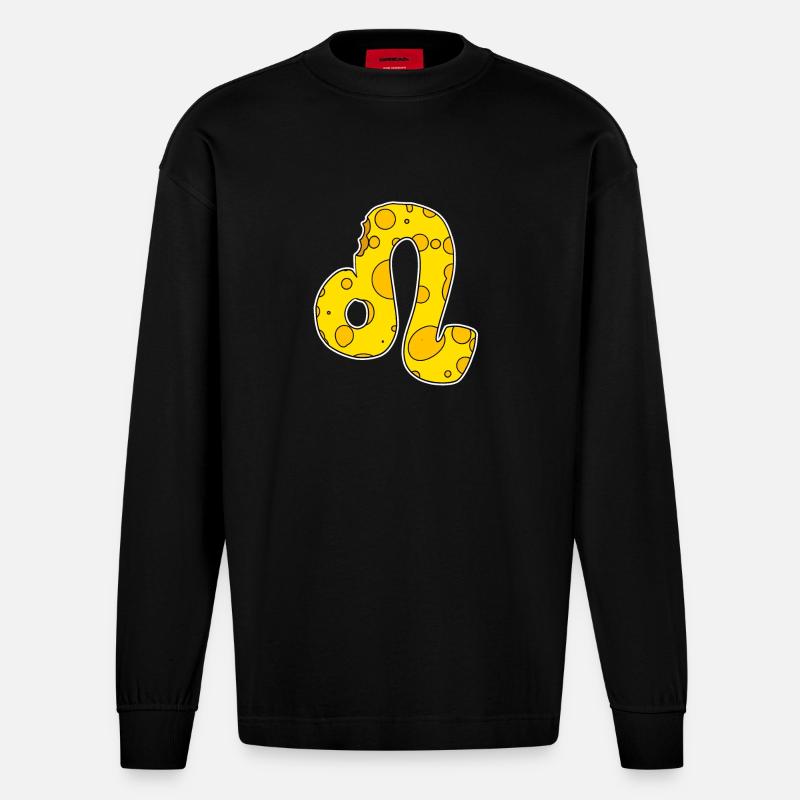 Sternzeichen Löwe Symbol - Heavyweight Oversized Organic Langarmshirt Made in EU - SOLID BLACK