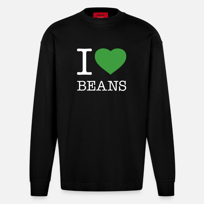 J’AIME LES HARICOTS Bohnen - Manches longues bio épais oversize fabriqué en UE - SOLID BLACK