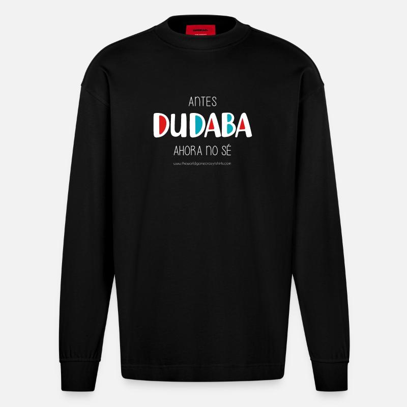 J’avais l’habitude de douter (sombre) - Manches longues bio épais oversize fabriqué en UE - SOLID BLACK
