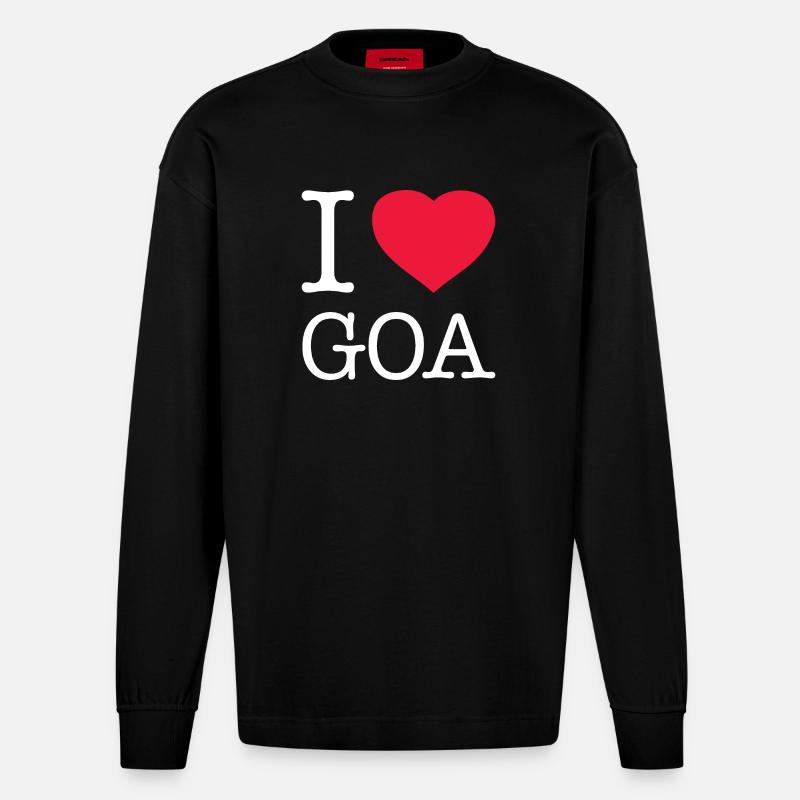 I LOVE GOA - Heavyweight Oversized Organic Langarmshirt Made in EU - SOLID BLACK