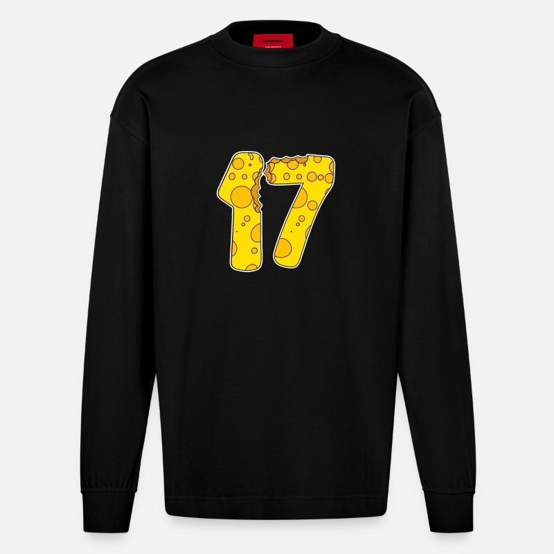 17 ans d’âge Funny Cheese - Manches longues bio épais oversize fabriqué en UE - SOLID BLACK