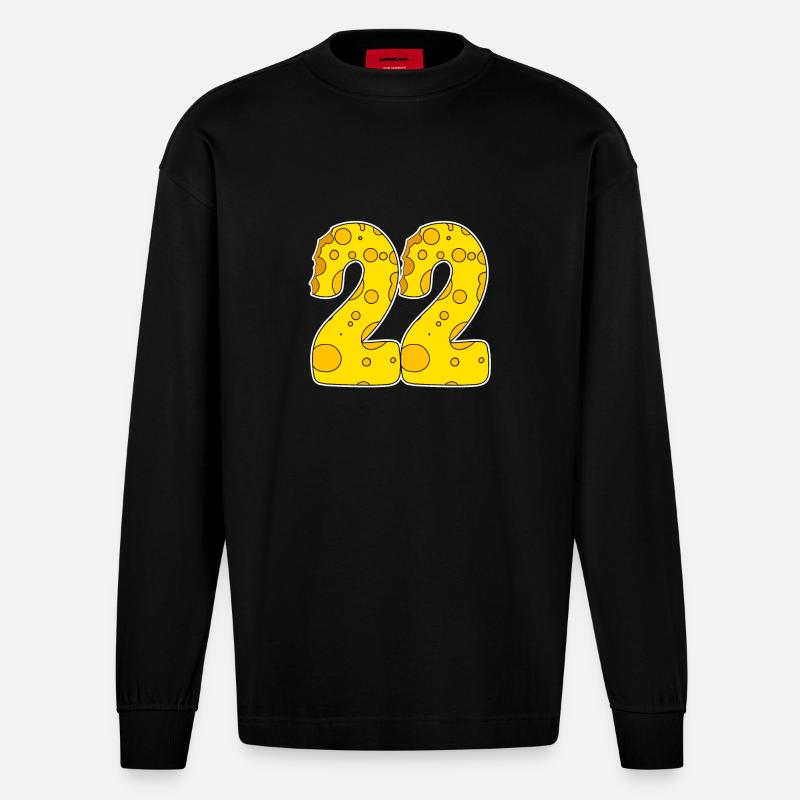 22 ans d’âge Funny Cheese - Manches longues bio épais oversize fabriqué en UE - SOLID BLACK