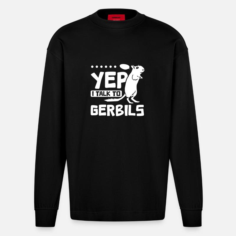 Yep I talk to gerbils - Manches longues bio épais oversize fabriqué en UE - SOLID BLACK