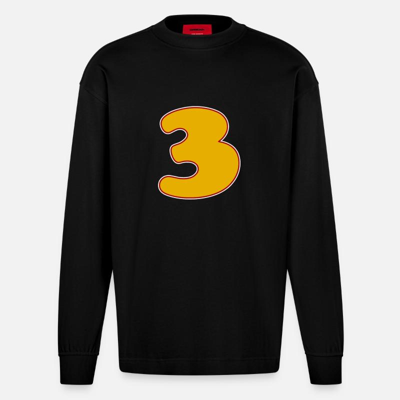 3 - Trois - Manches longues bio épais oversize fabriqué en UE - SOLID BLACK