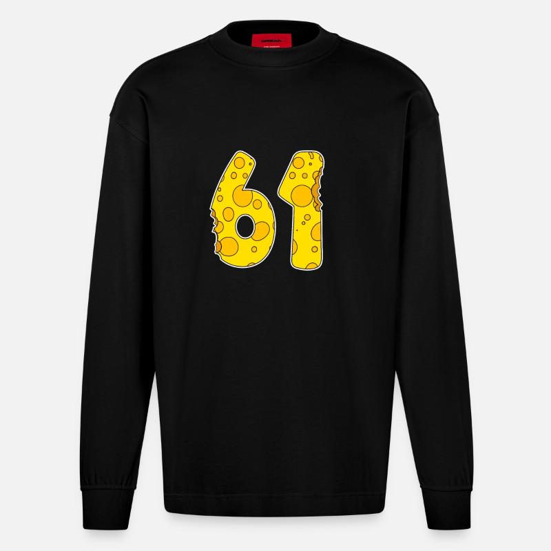 61 ans de Lustig Käse - Manches longues bio épais oversize fabriqué en UE - SOLID BLACK