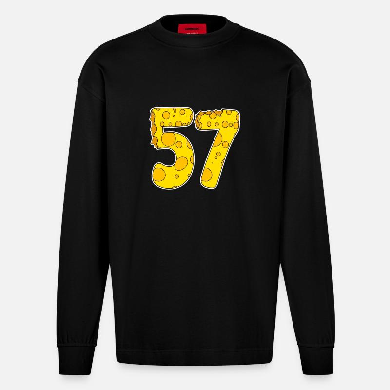 57 ans de Lustig Käse - Manches longues bio épais oversize fabriqué en UE - SOLID BLACK