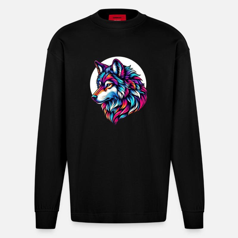 Wolf - Heavyweight Oversized Organic Langarmshirt Made in EU - SOLID BLACK